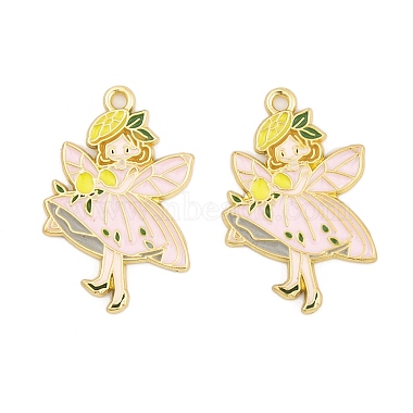 Golden Misty Rose Angel & Fairy Alloy+Enamel Pendants