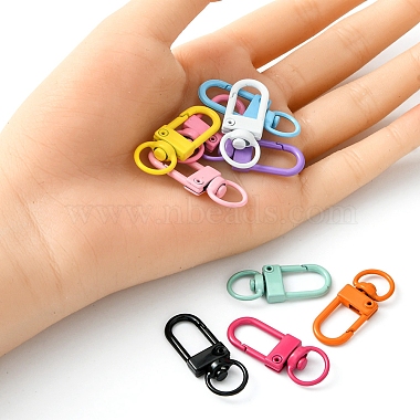 10Pcs 10 Colors Spray Painted Eco-Friendly Alloy Swivel Snap Hooks Clasps(FIND-YW0003-04)-2