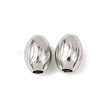 Textured 304 Stainless Steel Beads, Oval, Stainless Steel Color, 8x6mm, Hole: 2mm(STAS-I358-11P-01)