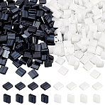300Pcs 2 Colors 2-Hole Opaque Glass Seed Beads, Rectangle, Black and White, 5x4.5~5.5x2~2.5mm, Hole: 0.5~0.8mm, 150Pcs/color(SEED-PH0001-76)