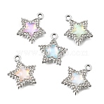 UV Plating Alloy Crystal Rhinestone Pendants, with Glass, Star Charms, Platinum, 18.5x16x4.5mm, Hole: 1.9mm(RB-CBAD37D-23P)