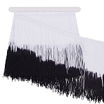 2M Two Tone Polyester Tassel Ribbon, Fringe Ribbon, Clothing Ornament, Black, 7-7/8 inch(200mm)(OCOR-FG0002-37C)