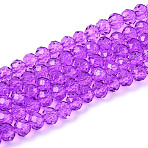 Baking Paint Glass Beads Strands, Faceted Rondelle, Dark Orchid, 4x3.5mm, Hole: 1mm, about 105~110pcs/strand, 38~39cm(EGLA-Q120-D-B02)