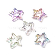 UV Plating Rainbow Iridescent Acrylic Beads, Star, Mixed Color, 26x27x5mm, Hole: 2mm(PACR-H001-07)
