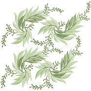 4Pcs 2 Style Leaf Computerized Embroidery Cloth Iron on/Sew on Patches, Costume Accessories, Appliques, Dark Sea Green, 170x80x0.8mm, 2pcs/style(DIY-GF0005-33A)