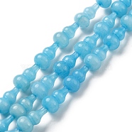 Natural White Jade Beads Strands, Dyed, Gourd, Deep Sky Blue, 17.5~18.5x9.5~10mm, Hole: 1.2mm, about 23~24pcs/strand, 16.14~16.34 inch(41~41.5cm)(G-C039-B04)