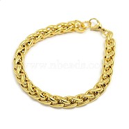 Trendy 304 Stainless Steel Wheat Chain Bracelets, with Lobster Claw Clasps, Golden, 7-7/8 inch(200mm), 8mm(STAS-A028-B003G)