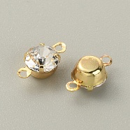 Brass Clear Cubic Zirconia Connector Charms, Diamond Link, Light Gold, 11x6x5mm, Hole: 1.2mm(RB-WH0005-002D-KCG)