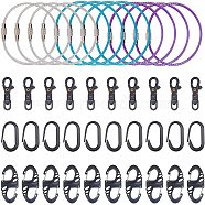 Clasp Sets, with Plastic Double Carabiner Clips Dual Spring Wire Gate Snap Hooks & Swivel Lobster Claw Clasps & Keychain Clasps, Stainless Steel Wire Keychain Clasps, Mixed Color, 42pcs/set(FIND-NB0001-21)