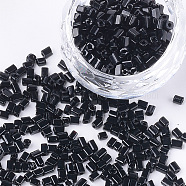 Baking Paint Glass Beads, Cube, Black, 3~6x2~2.5x2~2.5mm, Hole: 1mm, about 15000pcs/bag(SEED-S023-11A-05)