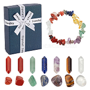 Yoga Gemstone Bracelets Gift Box, Including Natural Mixed Stone Chips Stretch Bracelet, Nuggets & Hexagon Beads, 15Pcs/box(AJEW-WH0250-98)