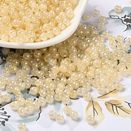 Glass Seed Beads, Ceylon, Round Hole, Round, Navajo White, 4x3mm, Hole: 1.2mm, 7650pcs/pound(SEED-H002-H-1308)