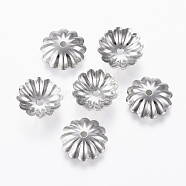 304 Stainless Steel Bead Caps, Multi-Petal, Stainless Steel Color, 10x2.5mm, Hole: 1.2mm(STAS-G161-18P)