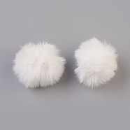 Handmade Faux Rabbit Fur Pom Pom Ball Covered Pendants, Fuzzy Bunny Hair Balls, with Elastic Fiber, White, 50~60mm, Hole: 4x5mm(X-WOVE-F021-B17)