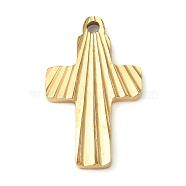Ion Plating(IP) 304 Stainless Steel Pendants, Cross Charm, Golden, 22x13x1.9mm, Hole: 1.6mm(STAS-D025-02G-01)