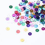 Ornament Accessories Plastic Paillette Beads, Sequins Beads, Disc, Mixed Color, 6x0.2mm, Hole: 1mm, about 3000pcs/50g(X-PVC-R014-6mm-M)