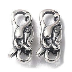 925 Thailand Sterling Silver Lobster Claw Clasps, Elephant, Antique Silver, 17x8x5mm, Hole: 2.5x2mm(STER-D003-37AS)