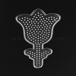 Rose Flower ABC Plastic Pegboards Used for 5x5mm DIY Fuse Bead, Clear, 142x85x5mm(DIY-YW0008-20)