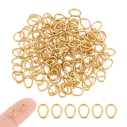 100Pcs 304 Stainless Steel Jump Rings, Open Jump Rings, Oval, Golden, 6x4.5x0.7mm, 21 Gauge, Inner Diameter: 3x4.5mm(STAS-UN0055-26)