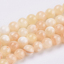 Natural Dyed Yellow Jade Gemstone Bead Strands, Round, Lemon Chiffon, 6mm, Hole: 1mm, about 66pcs/strand, 15.7 inch(X-G-R271-6mm-Y17)