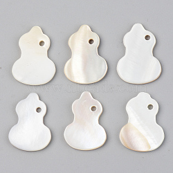 Natural Freshwater Shell Pendants, Gourd, Seashell Color, 20~21x15x2mm, Hole: 1.8mm(SSHEL-R048-012)