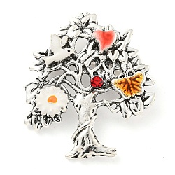 Christmas Tree Theme Zinc Alloy with Rhinestone Brooches, Enamel Pins, Antique Silver, 43.5x37.5x4mm(JEWB-B018-02AS-05)