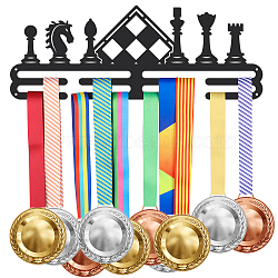 Fashion Iron Medal Hanger Holder Display Wall Rack, with Screws, Sports Theme, Chess Pattern, 150x400mm(ODIS-WH0021-257)