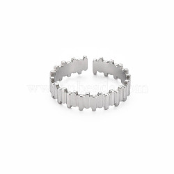 Non-Tarnish 304 Stainless Steel Stripe Open Cuff Ring for Women, Stainless Steel Color, US Size 9 1/2(19.3mm)(RJEW-S405-233P)