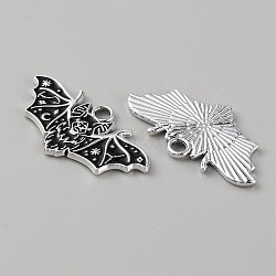 Alloy Enamel Pendants, Bat Charm, Platinum, 13.5x25.5x1mm, Hole: 3mm(PALLOY-WH0105-22C)