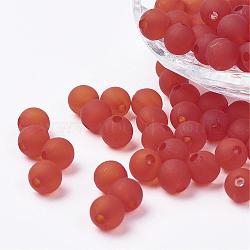 Transparent Acrylic Beads, Round, Frosted, FireBrick, 12mm, Hole: 2mm, about 480pcs/480g(PL720-C73)