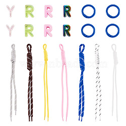 Nylon Cord Pendant Decorations, for Bag Ornaments, with 10Pcs Alloy Spring Gate Rings, 40Pcs 4 Styles Acrylic Beads, 294x16.5mm, 10pcs(DIY-TA0015-61B)
