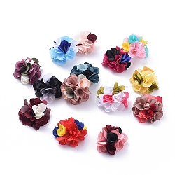 Handmade Polyester Woven Costume Accessories, Tri-color, Flower, Mixed Color, 24.5~26x12.5~13.5mm(WOVE-F023-B)