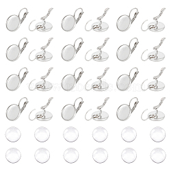 DIY Earring Making Kits, with 304 Stainless Steel Leverback Earring Findings and Transparent Glass Cabochons, Stainless Steel Color, Earring Findings: 21x14mmm, Pin: 0.8mm, 30pcs/box(STAS-UN0005-23)