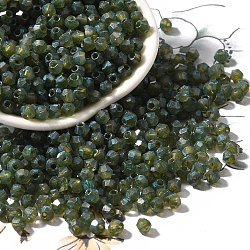 Baking Paint Glass Seed Beads, Bicone, Dark Slate Gray, 4.5x4mm, Hole: 1.1mm, about 6428pcs/pound(SEED-A032-02A-20)