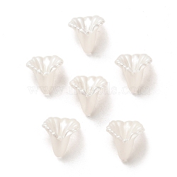 ABS Acrylic Caps, Trumpet Flower, White, 9x11x12mm, Hole: 1.5mm(OACR-Z016-06)