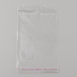 Rectangle OPP Cellophane Bags with Hanging Hole, Self Sealing Bags, Clear, 15.3x8x0.01cm(OPP-WH0011-03A)