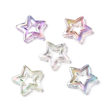 UV Plating Rainbow Iridescent Acrylic Beads, Star, Mixed Color, 26x27x5mm, Hole: 2mm