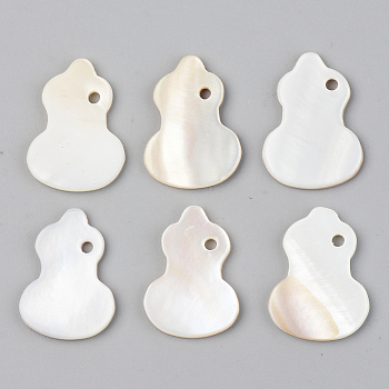 Natural Freshwater Shell Pendants, Gourd, Seashell Color, 20~21x15x2mm, Hole: 1.8mm