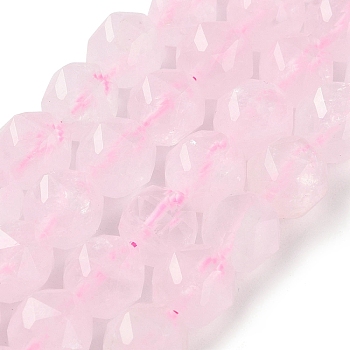 Natural Rose Quartz Beads Strands, Faceted, Double Hearted & Star Cut Beads, 8.5~10.5x9~10.5mm, Hole: 0.8mm, about 40~42pcs/strand, 15.43~15.94 inch(39.2~40.5cm)