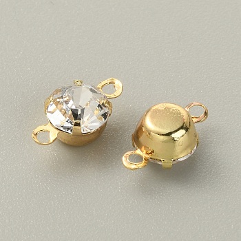 Brass Clear Cubic Zirconia Connector Charms, Diamond Link, Light Gold, 11x6x5mm, Hole: 1.2mm