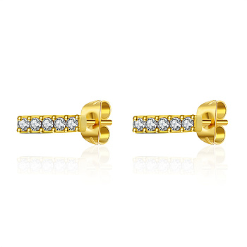 Round Stainless Steel Micro Pave Cubic Zirconia Stud Earrings for Women