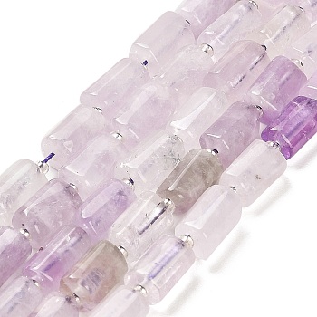 Natural Amethyst Beads Strands, with Seed Beads, Faceted Column, 9~11x6~7.5x6~7.5mm, Hole: 1.2mm, about 30pcs/strand, 15.16~15.55 inch(38.5~39.5cm)