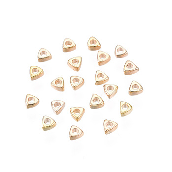 Brass Beads, Cadmium Free & Nickel Free & Lead Free, Triangle, Real 18K Gold Plated, 2x2x1mm, Hole: 0.8mm