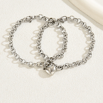 Fashionable European and American minimalist magnetic couple bracelet design magnetic stone.