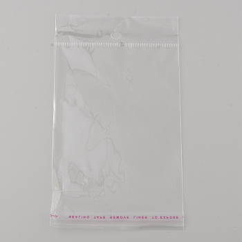 Rectangle OPP Cellophane Bags with Hanging Hole, Self Sealing Bags, Clear, 15.3x8x0.01cm