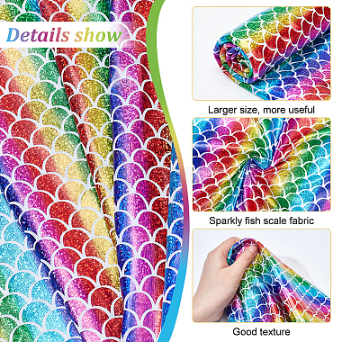 tissu en polyester avec écailles de sirène et de poisson(DIY-WH0410-21B)-3