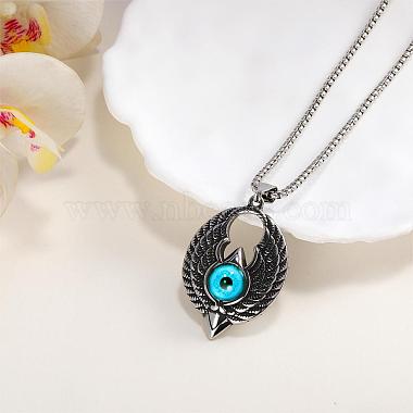 Wing with Evil Eye Pendant Necklace Lucky Spiritual Protection Necklaces Hip-hop Punk Style Charm Titanium Steel Jewelry for Men and Women(JN1116A)-6