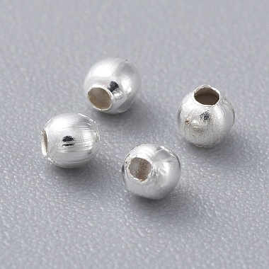Silver Color Plated Round Iron Spacer Beads(X-E004-S)-2