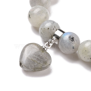 Natural Labradorite Beads Charm Bracelets(BJEW-K164-B03)-2