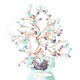 Natural & Synthetic Gemstone Chips with Brass Wrapped Wire Money Tree on Ceramic Vase Display Decorations(DJEW-B007-01C)-3